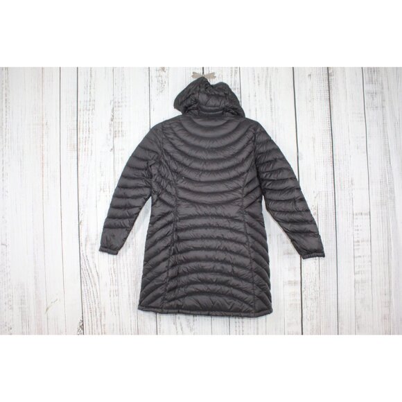 LL Bean Ultralight 850 Down Hooded Coat Three-Quarter Length Black L - Picture 8 of 11